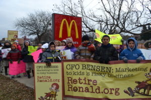 Children protesting outside of McDonald's in Downer's Grove, IL.