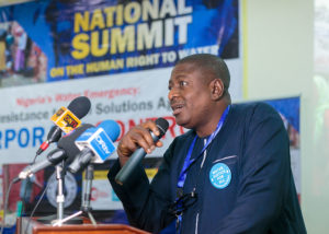 Akinbode Oluwafemi at the National Water Summit in Abuja, Nigeria, 2019.