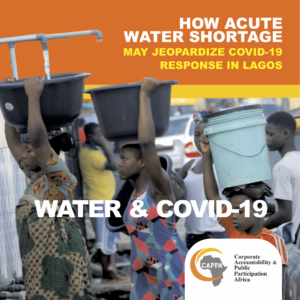 report cover shows people in Lagos carrying buckets of water for the families.